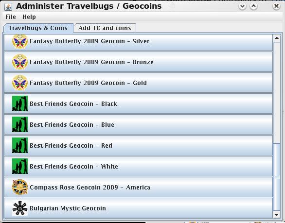 Travelbug / Geocoin tab